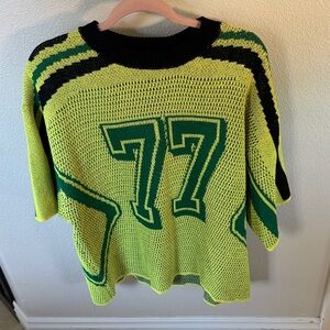 Lime Green and Black Knit Sweater with Logo
